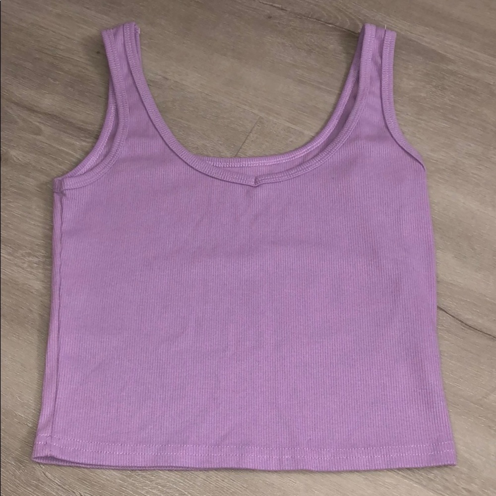 Purple Ribbed V Neck Shein Tank